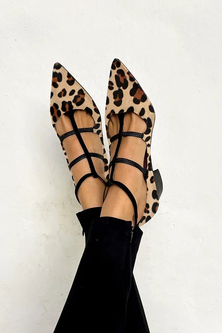 Laure | Ballerines élégantes à motif animalier avec fines brides pour un style chic