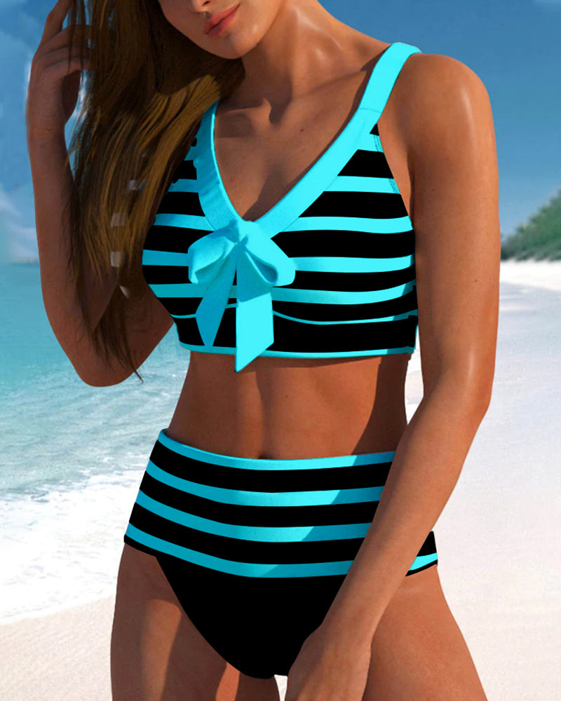 Élodie | Bikinis taille haute à rayures