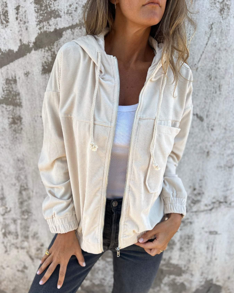 Athéna | Veste en velours côtelé à capuche