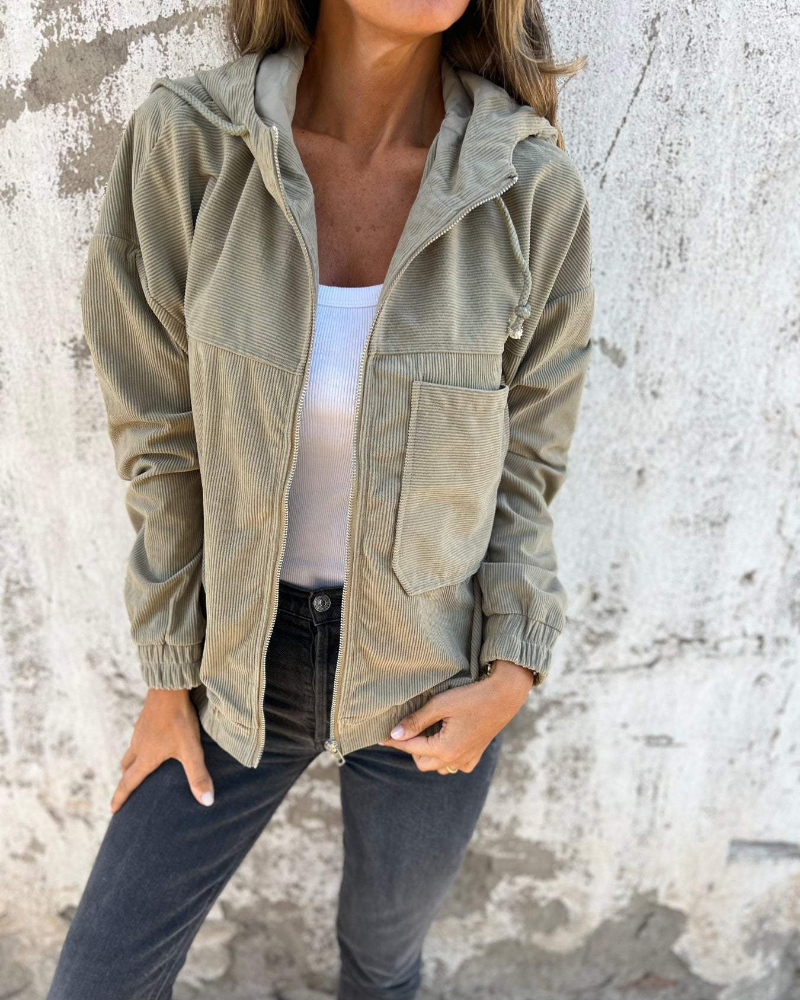 Athéna | Veste en velours côtelé à capuche