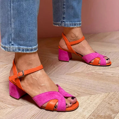 Agathe | Sandales à block coloré avec talon ultra confortable pour un style tendance et effortless