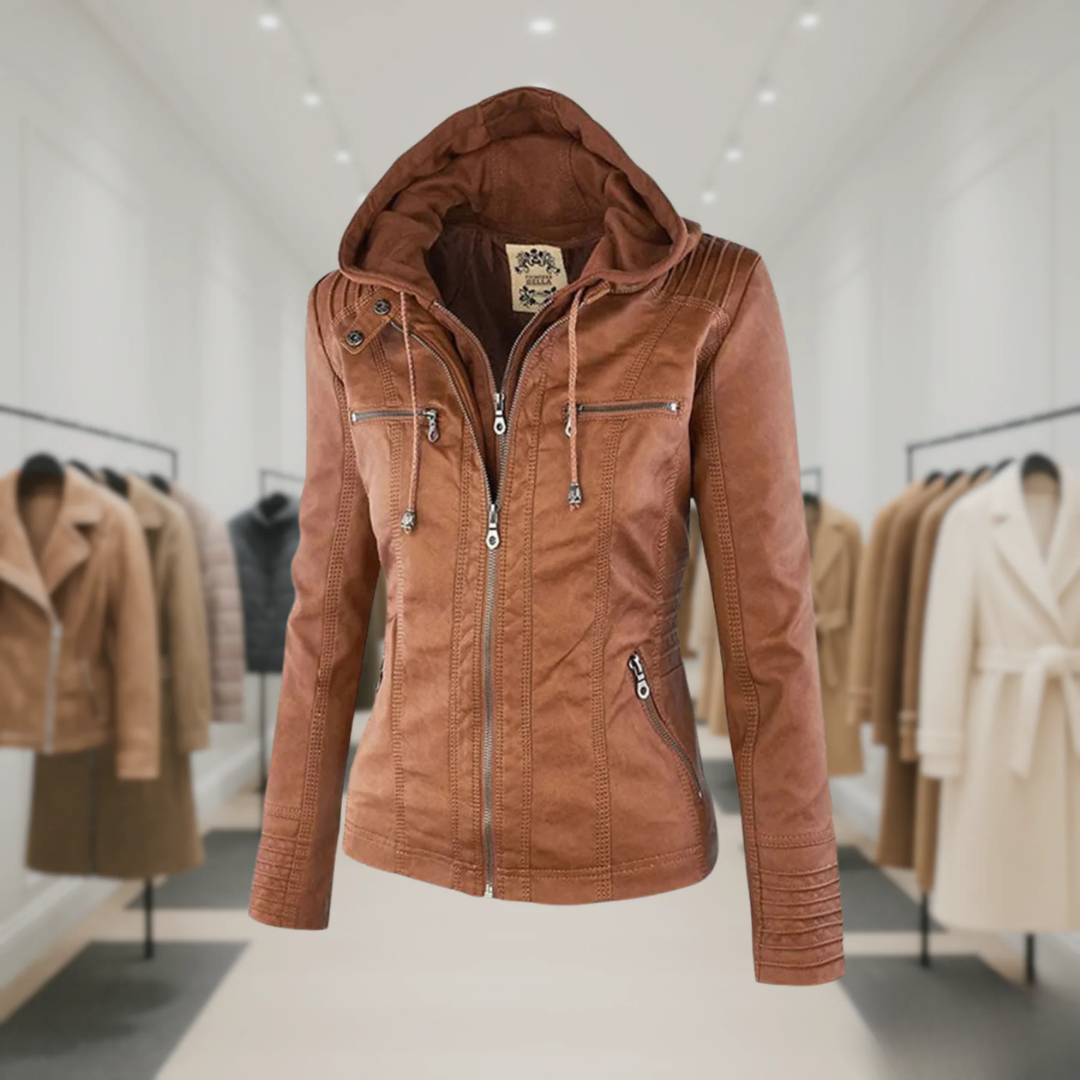 Hanelore | Veste En Cuir Imperméable À Capuche