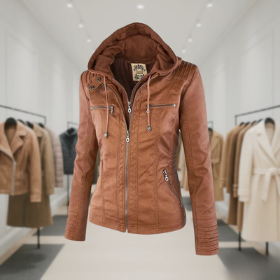 Hanelore | Veste En Cuir Imperméable À Capuche