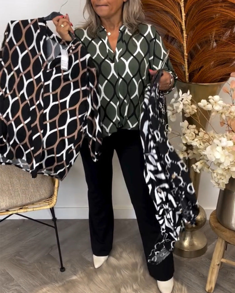 Aurore | Blouse Élégante à Motif Graphique