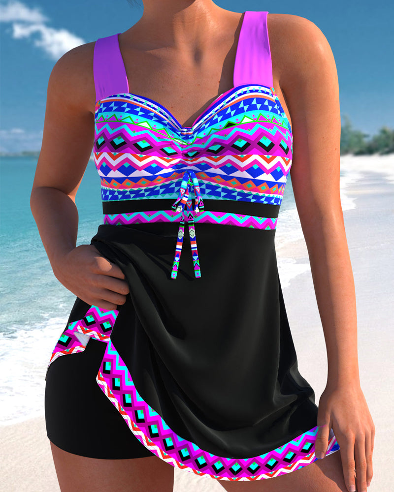 Iris | Maillot de bain avec cordon de serrage et imprimé rayé