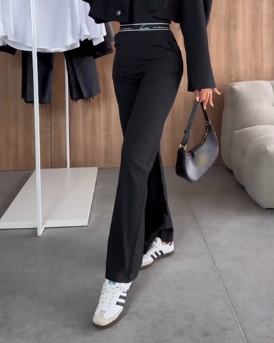 Chloé | Pantalon droit décontracté de couleur unie avec poche zippée