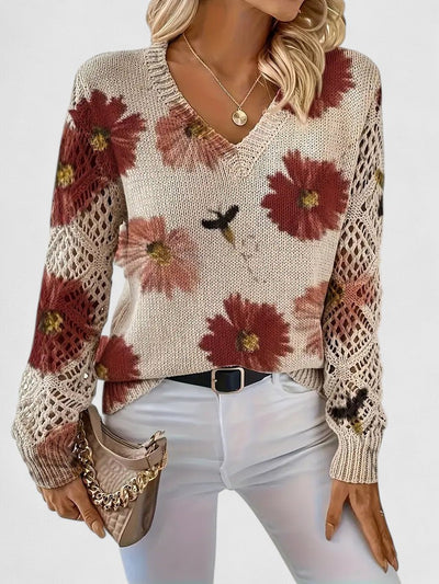 Brunelle | Pull fleuri à col en V
