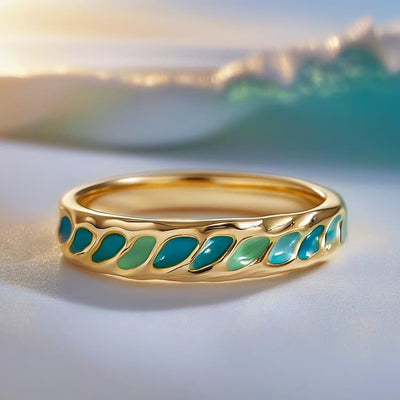 Lisette | Bague émaillée océan
