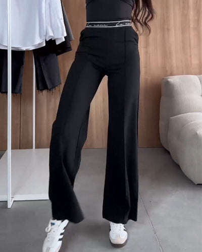 Chloé | Pantalon droit décontracté de couleur unie avec poche zippée