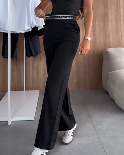 Chloé | Pantalon droit décontracté de couleur unie avec poche zippée