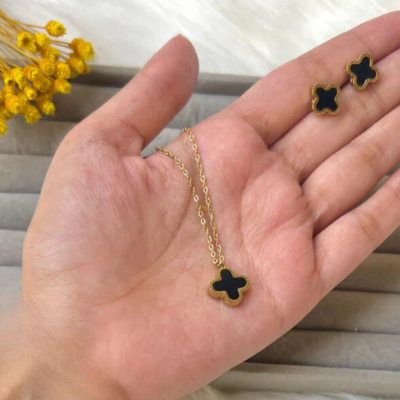 Francelie | Parure Trèfle Noir Élégante