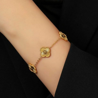 Ameline | Bracelet Floral Plaqué Or