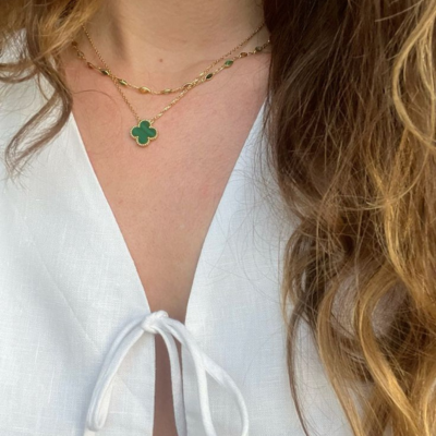 Bérengère | Collier Élégant Trèfle Noir