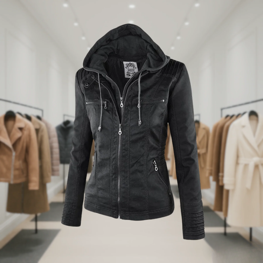 Hanelore | Veste En Cuir Imperméable À Capuche