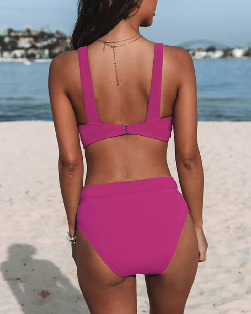 Louise | Bikinis de couleur unie taille haute