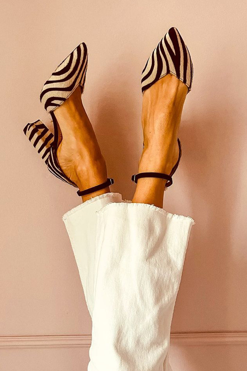 Mirabelle | Élégantes Sandales à Talons Moyens avec Bride et Imprimé Zèbre pour un Style Chic