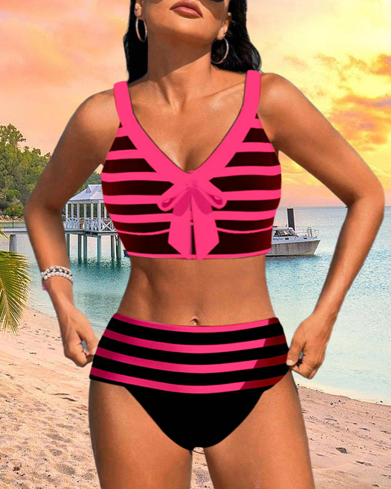 Élodie | Bikinis taille haute à rayures