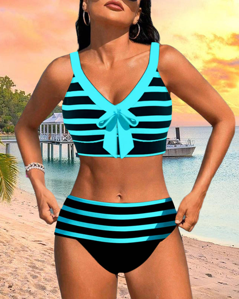 Élodie | Bikinis taille haute à rayures