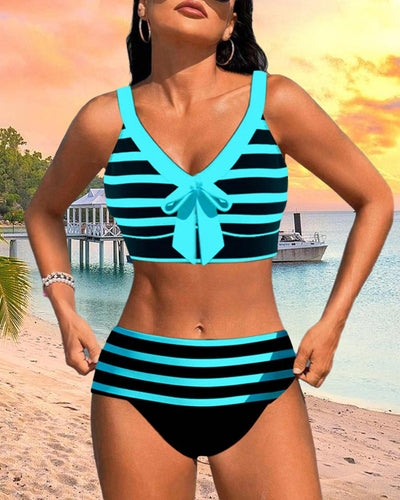 Élodie | Bikinis taille haute à rayures