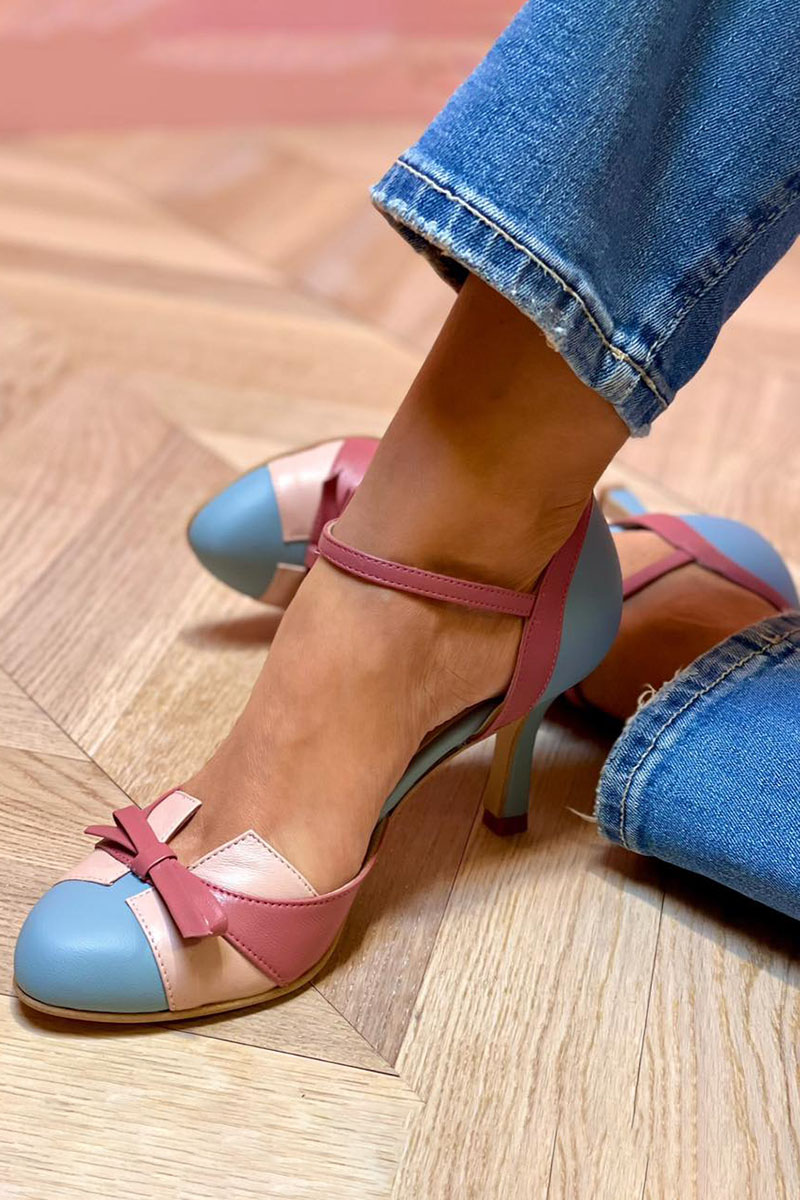 Ivonne | Sandales colorées à nœud et sangle avec bout rond pour un style chic et confortable