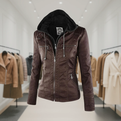 Hanelore | Veste En Cuir Imperméable À Capuche