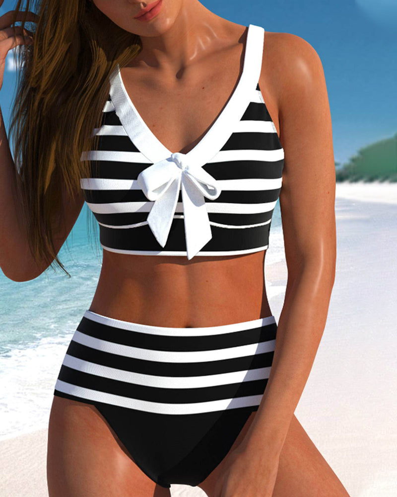 Élodie | Bikinis taille haute à rayures