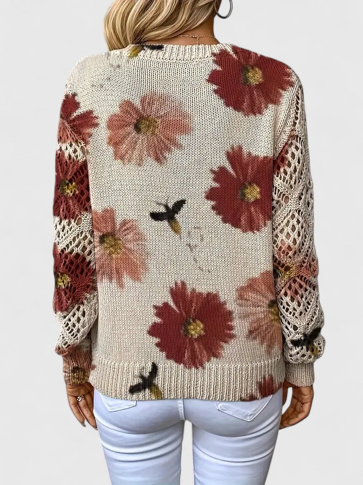 Brunelle | Pull fleuri à col en V
