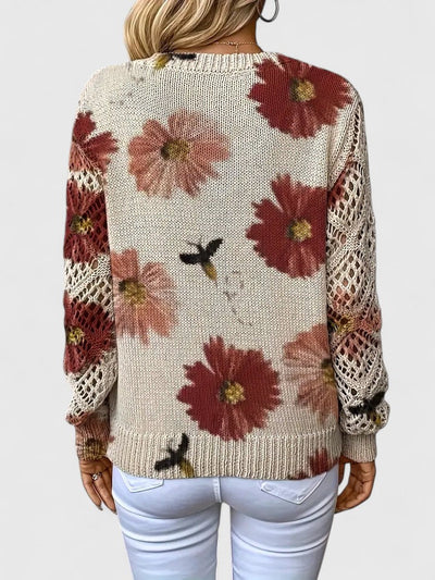 Brunelle | Pull fleuri à col en V