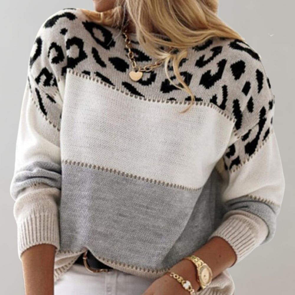 Chryselle | Pull moderne à imprimé léopard
