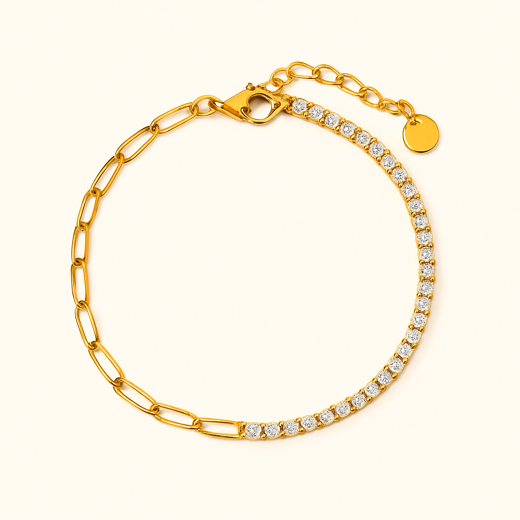 Ysabeau | Bracelet Paperclip Tennis raffiné