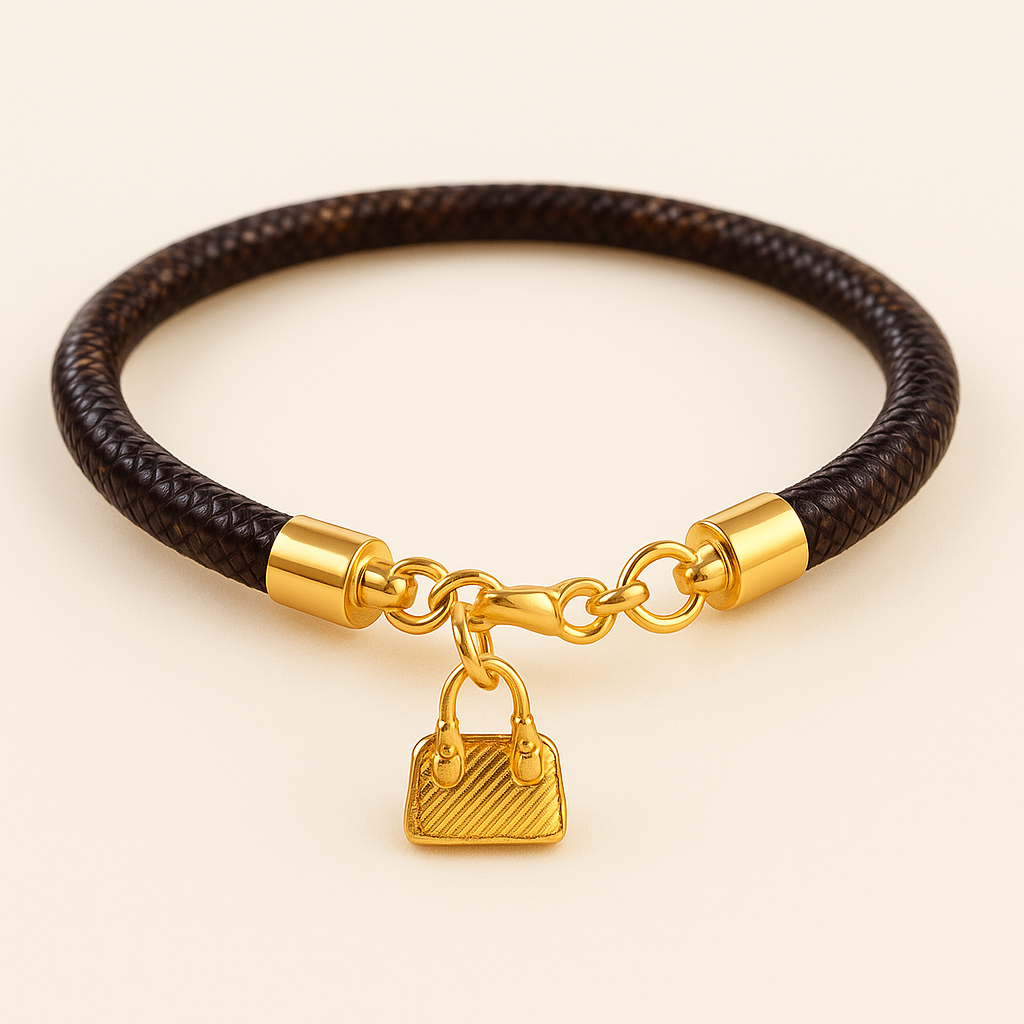 Clorinde | Bracelet Cuir et Charm Or