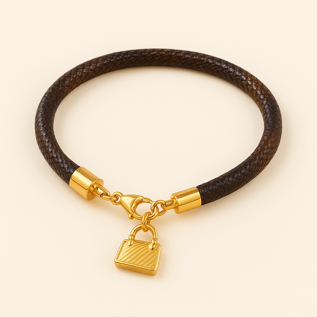 Clorinde | Bracelet Cuir et Charm Or