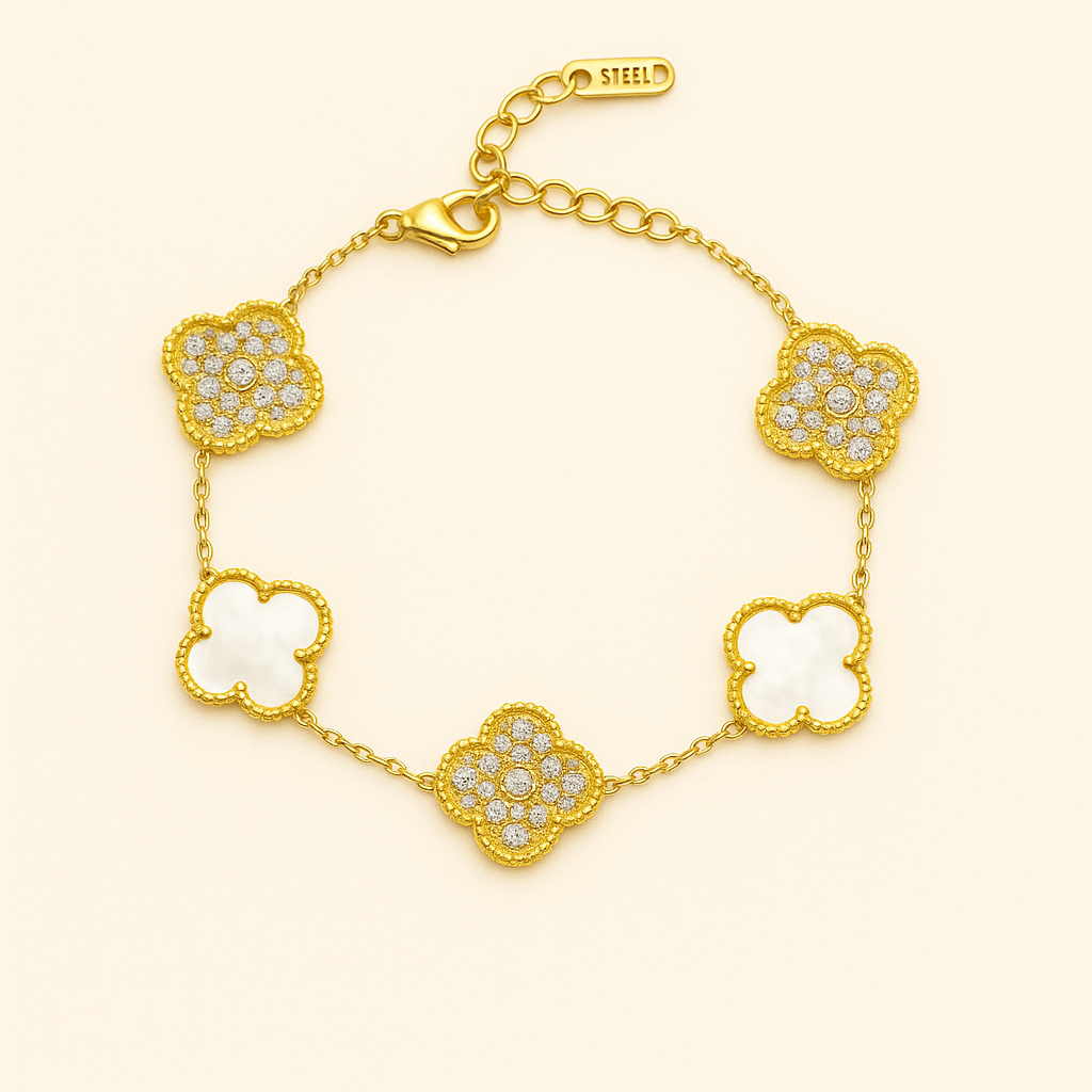 Béradine | Bracelet Luxueux Trèfle Doré