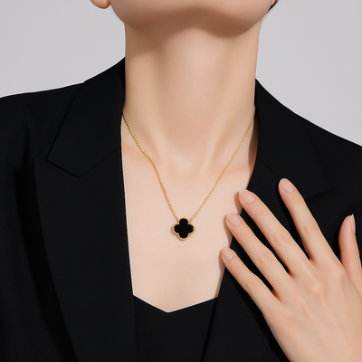 Bérengère | Collier Élégant Trèfle Noir