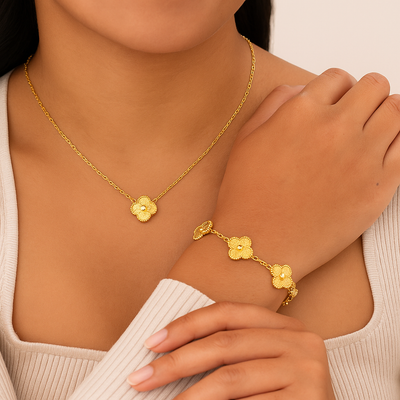 Bérengère | Collier Élégant Trèfle Noir