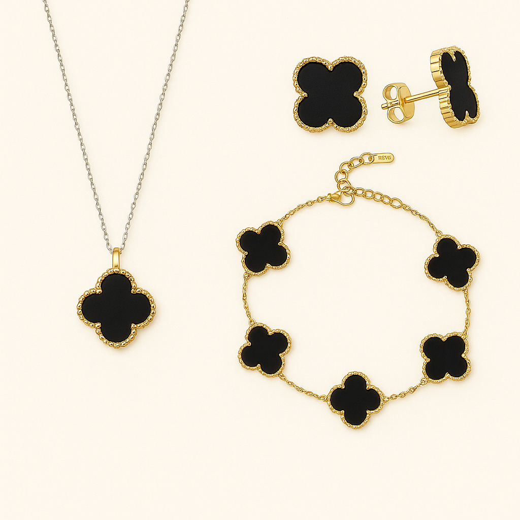 Francelie | Parure Trèfle Noir Élégante