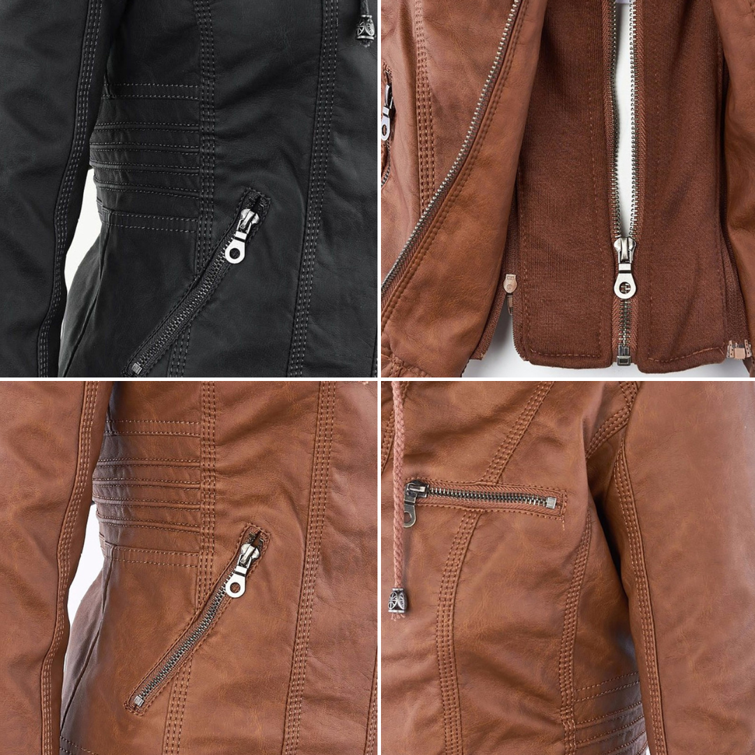 Hanelore | Veste En Cuir Imperméable À Capuche