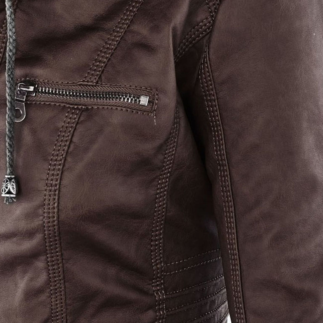 Hanelore | Veste En Cuir Imperméable À Capuche