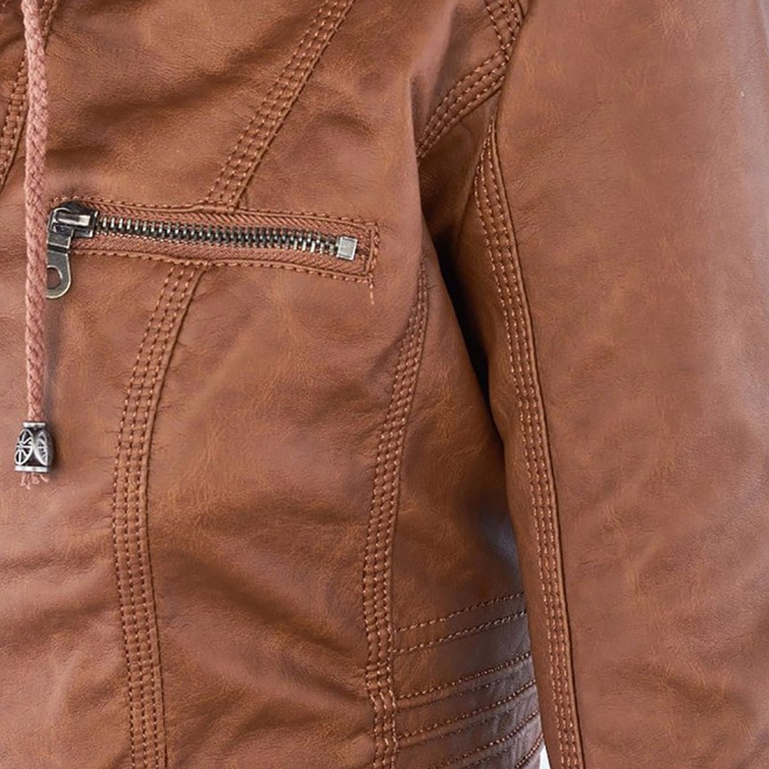 Hanelore | Veste En Cuir Imperméable À Capuche