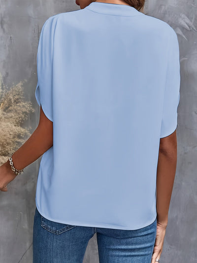 Sylviane | Blouse Unie à Col V Élégante et Confortable
