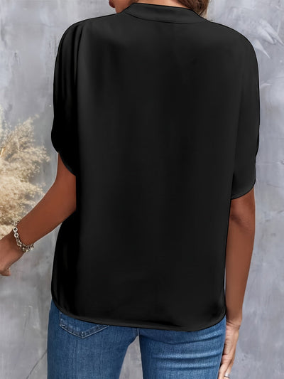 Sylviane | Blouse Unie à Col V Élégante et Confortable