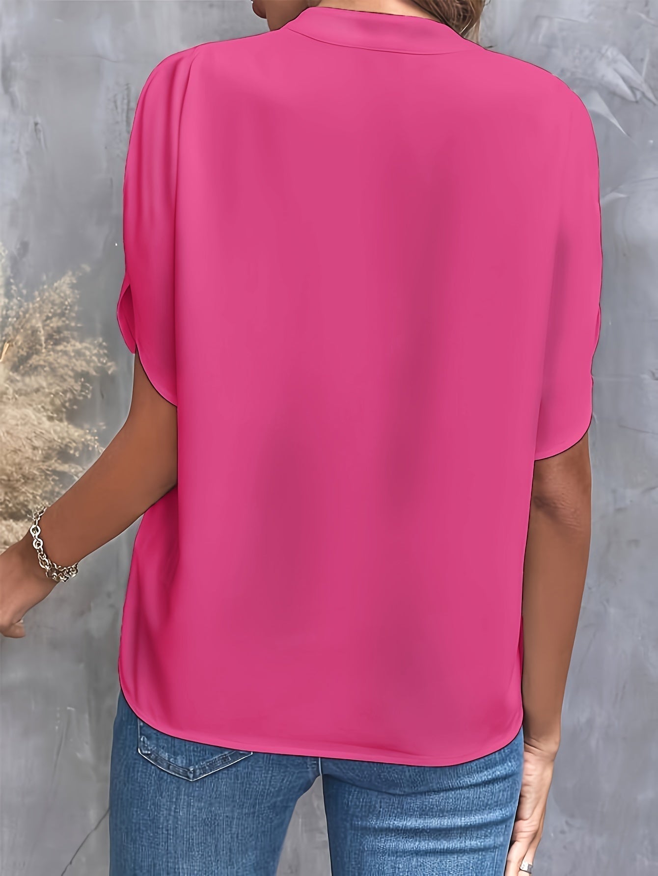 Sylviane | Blouse Unie à Col V Élégante et Confortable