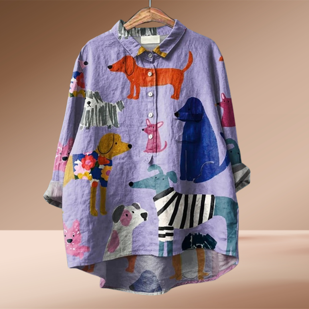 Églantine | Blouse Chic avec Imprimé de Chiens
