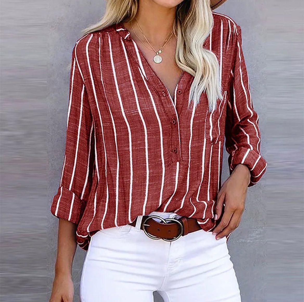 Hélène | Blouse Élégante à Rayures