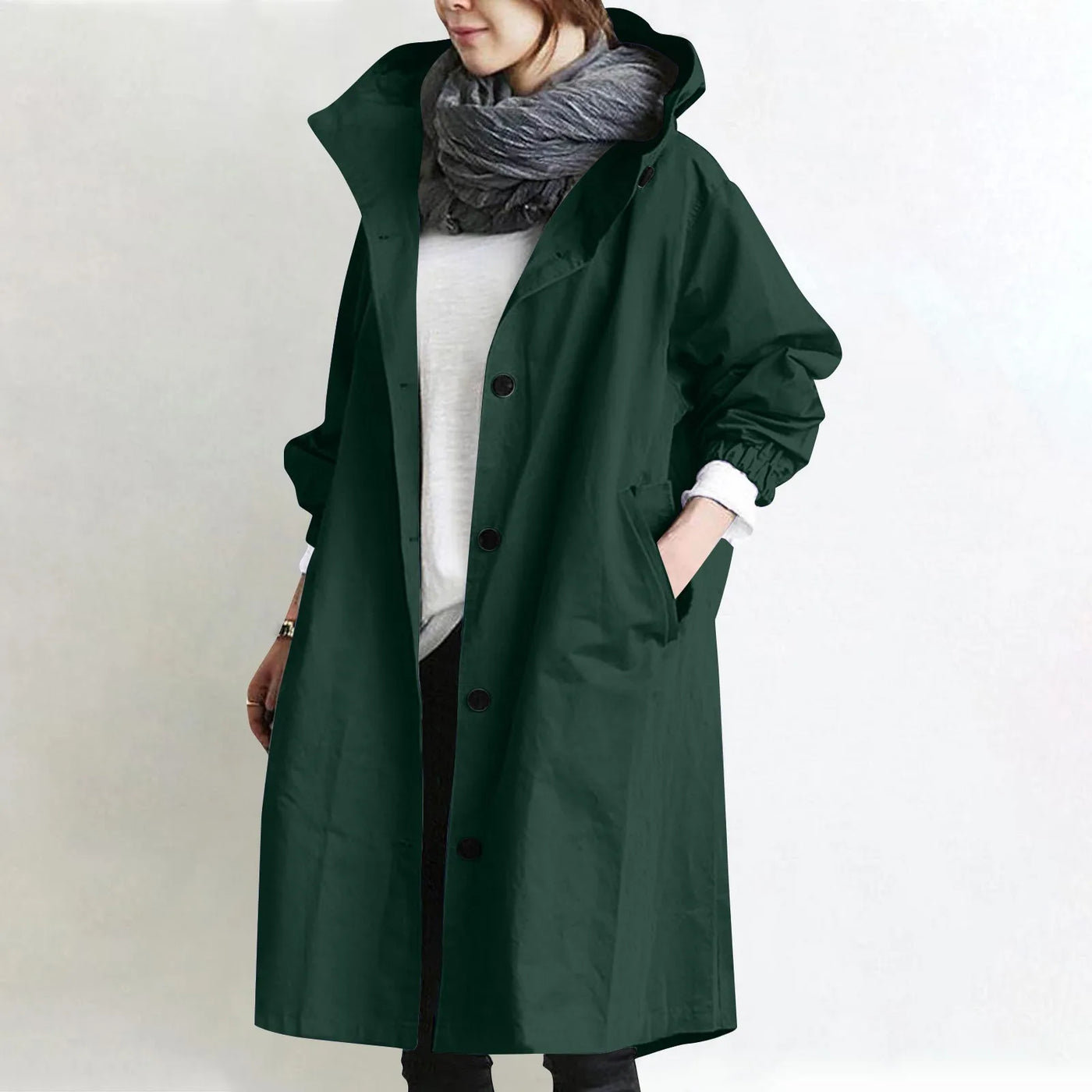 Sabine | Manteau coupe-vent mi-long à capuche