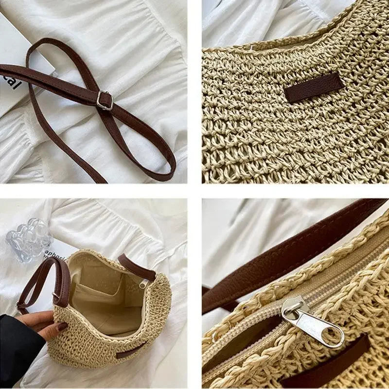 Corinne | Sac Bandoulière en Paille Tressée