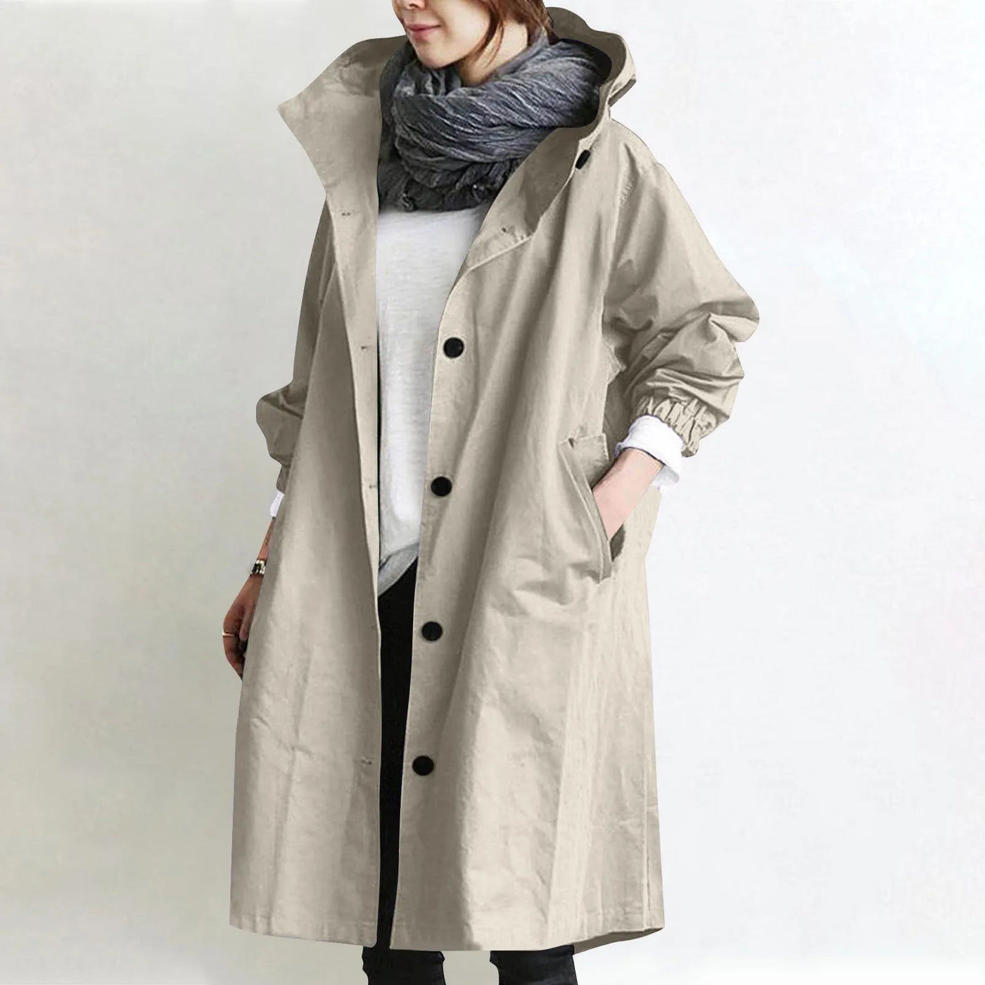 Sabine | Manteau coupe-vent mi-long à capuche