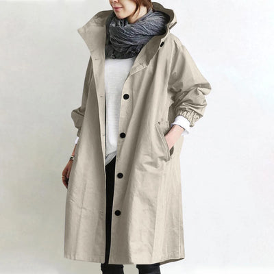 Sabine | Manteau coupe-vent mi-long à capuche