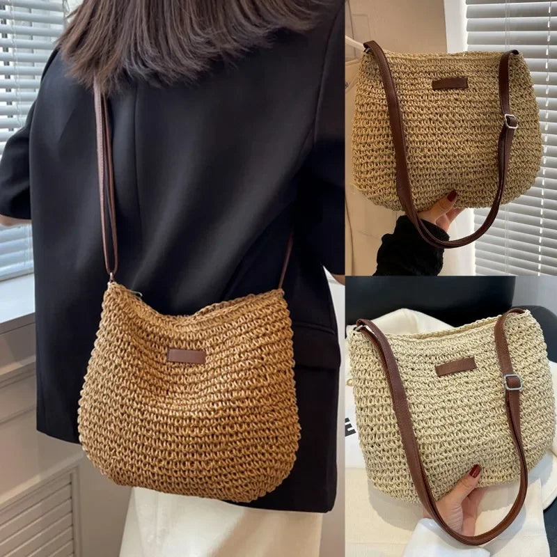 Corinne | Sac Bandoulière en Paille Tressée
