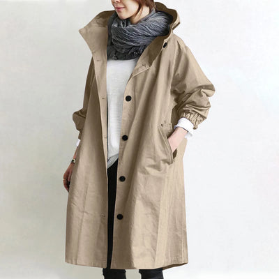 Sabine | Manteau coupe-vent mi-long à capuche